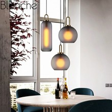 Luminária pendente de bola de vidro, moderna, luz de led, estilo nórdico, luxuosa, para sala de estar, quarto, cozinha, decoração de casa, acessório loft 2024 - compre barato
