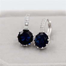 Almei 8 Colors Women Stud Earrings Silver Color Black Jewelry Crystal Earring Girls Pink Blue Purple Zircon Brincos Aretes DML49 2024 - buy cheap