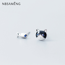 NBSAMENG-pendientes de plata de ley 100% 925 para mujer, joyería fina asimétrica, pequeños, de Ojo Azul, Gato y pez 2024 - compra barato