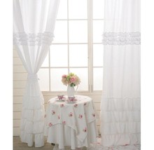 Cortinas de estilo princesa 100% algodón, elegantes cortinas de encaje blanco, tul transparente para habitación de niña, ventana, puerta, pantalla, decoración del hogar 2024 - compra barato