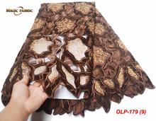 Best Selling African brown color embroidered Sequins Lace Material Fashion French Organza Lace Fabric For Women Dress OLP-179 2024 - buy cheap