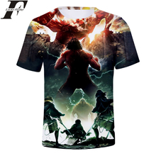 Luckyfridayf 2018 ataque em titan 3d manga curta camiseta 2018 anime camiseta regular manga curta homem/mulher roupas 2024 - compre barato