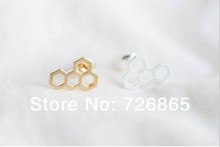 Street Fashion of Gold Silver Plated Tiny Hexagon Modern Royal Jelly Earring Studs 2024 - buy cheap