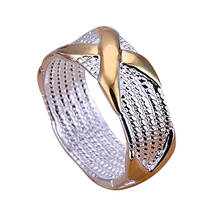 Hot Hot Fashion Women's X Silver Plated Golden Wedding Ring Fashion Jewelry Size 6 7 8 9  6K5I 7GBS BDGZ 2024 - buy cheap