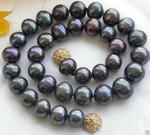 Wonderful Genuine Natural 9-10MM Black Akoya Freshwater Pearl Necklace 18"AAA 2024 - buy cheap