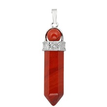 Joyería de cristal de sanación de Energía Reiki Colgante de Piedra Hexagonal de piedra roja SUNYIK 2024 - compra barato
