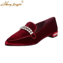 Flock Female Pumps Ladies Shoes Solid Low High Square heels Pearl Pointed Toe Slip-On Spring/Autumn Fashin Classics Elegant 2019 2024 - buy cheap
