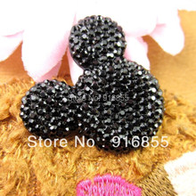 Free shipping!50pcs/lot 35*30mm black mickey head shape flatback Resin rhinestone for DIY decorative and mobile beauty 2024 - buy cheap