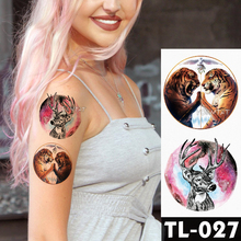 Galaxy Fawn Tiger waterproof temporary tattoos Sticker Women men Body Art Neck Arm translated tattoos flash Tatoo Fantasy Color 2024 - buy cheap