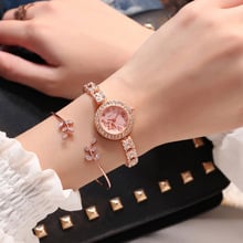 2018 New Luxury Brand Rhinestone Rose Gold Watches Women Stainless Steel Bracelet Diamante Quartz Watch Dress Female Hours 2024 - buy cheap