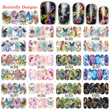 12 Designs/Lot Butterfly Deep Nail Art Full Sticker Decals Fashion 2017 Water Transfer Nail Decals Nail Art Tattoos TRA1297-1308 2024 - buy cheap
