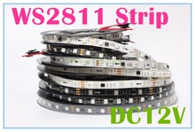 Ws2811-fita de led, 5m, 30/48/60 leds/m,10/16/20 peças, ws2811 ic/metro, pcb branco/preto, 2811, fita de led digital bordável