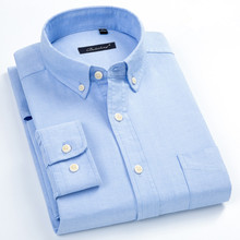Camisa Oxford de algodón puro para hombre, vestido con botones, informal, a rayas, blanco y azul, talla grande 5XL, 6XL, 7XL, 8XL, Primavera 2024 - compra barato