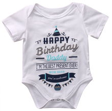 2018 Модный комбинезон с короткими рукавами и буквенным принтом для новорожденных мальчиков и девочек, одежда для дня рождения 2024 - купить недорого