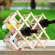 Folding wine rack  alcohol care drink bottle holders solid color wood shelf 2024 - buy cheap