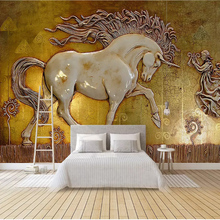 Custom 3D Modern European Creative 3D Embossed Horse Large Mural Wallpaper Living Room Bedroom Wall Decoration Wall Cloth Fresco 2024 - buy cheap