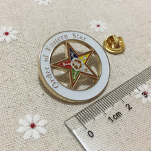 100pcs Delux Order Of Eastern Star masonic Lapel Pin Enamel White Circle Round Pins and Badge Brooch for the Lodge Freemason 2024 - buy cheap