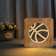 Luz de noche de baloncesto LED de madera 3D ilusión Luminaria USB Lámpara creativa regalos de cumpleaños hogar cabecera decoración bebé Navidad nuevo 2024 - compra barato