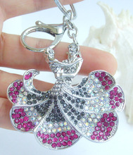 Muito Ballet Dancer Pingente Chaveiro Cinza Rosa Rhinestone Cristal K05815C3 2024 - compre barato