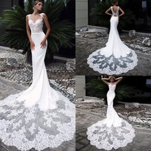 2019 Bohemian Wedding Dresses Sexy Backless Lace Appliques Mermaid Bridal Gowns Boho Vestidos De Noiva Country Wedding Dress 2024 - buy cheap