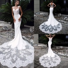 2019 Bohemian Vestidos de Casamento Sexy Backless Lace Apliques Sereia Vestidos de Noiva Boho Vestidos De Noiva Vestido De Casamento Do País 2024 - compre barato