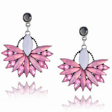 Fashion Flower Crystal Stud Earrings Jewelry Full Austrian Rhinestone Crystal Stud Earrings Women Alloy earrings Wholesale e0226 2024 - buy cheap