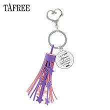 TAFREE Purple Tassel Super Infirmiere Nurse Heart Clasp Clip Keychain Keyring Key Chain Glass Cabochon Dome Charms SI18 2024 - buy cheap