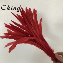 Penas de cauda de galo vermelho totalmente tingidas, decoração de festa de 40-45cm de comprimento, 200 fábrica 2024 - compre barato