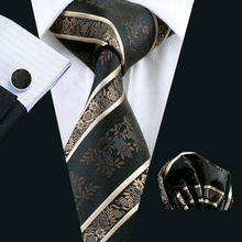 Corbata para hombre 100% de seda a rayas Jacquard corbata pañuelo mancuerna conjunto para Formal boda negocio fiesta gastos de envío gratis LS-798 2024 - compra barato