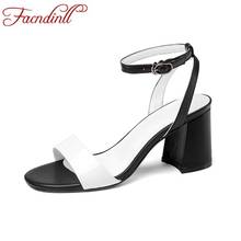 FACNDINLL shoes 2018 fashion summer high heels shoes woman gladiator sandals black open toe square heel shoes ankle strap s 2024 - buy cheap