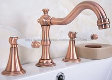 Antique Red Copper Widespread Bathroom Basin Faucet Dual Handle 3 Holes Basin Mixer Sink Taps Deck Mounted Brg072 2024 - buy cheap