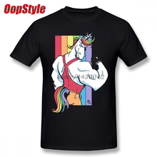 Funny Muscle Unicorn T-shirt For Men Plus Size Cotton Team Tee Shirt 4XL 5XL 6XL Camiseta 2024 - buy cheap