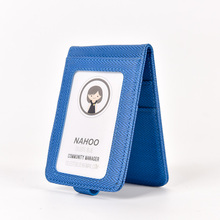 Nahoo-Funda de cuero sintético transparente con agujeros para tarjetas, Funda de cuero sintético para tarjetas de identificación, transparente y con borde de colores 2024 - compra barato
