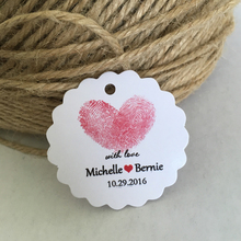 Personalized Wedding Tags,Heart Thumbprint ,Bomboniere Matrimonio, Wedding Date and Name, Wedding Favors Tags, Candy Box Tags 2024 - buy cheap