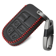 Кожаные чехлы для ключей с 5 кнопками, чехол для ключа Fiat Dodge Charger Дротика Challenger Durango Jeep Grand Cherokee Chrysler 300, смарт-ключи 2024 - купить недорого