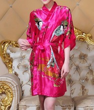 Bata rosa de rayón de seda para mujer, Kimono de baño, camisón de talla única con flores, gran oferta, envío gratis 2024 - compra barato