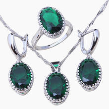 Green Zircon Jewelry Sets For Women Earrings/Pendant/Necklace/Ring Free Gift Bag T123 2024 - buy cheap