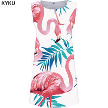 KYKU Crane Dress Women Animal Korean Style Leaf Beach White Mini Office Vestido Sexy Womens Clothing Casual Sleeveless Tunic 2024 - buy cheap