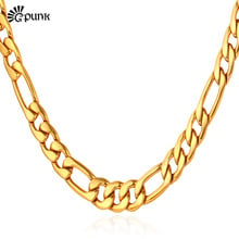 Accessories Vintage Chain Fashion Jewelry yellow Gold color Figaro Necklace Statement Necklace (VITO N423) 2024 - buy cheap