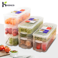 Konco-contenedores de plástico para almacenamiento de comida, caja con tapa para cocina, nevera, congelador, organizador de escritorio 2024 - compra barato