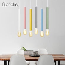 Nordic Multicolor Cylinder Pendant Lights Tube Modern E27 Hanging Lamp for Kitchen Dining Room Lamp Loft Decor Light Fixtures 2024 - buy cheap