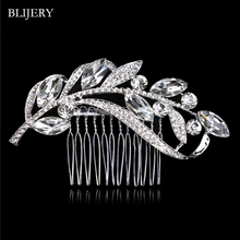 BLIJERY Charm Leaf Branch Bridal Hair Accessories Silver Color Crystal Wedding Hair Combs Women Hairpins Wedding Hair Jewelry 2024 - buy cheap