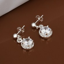 Hot Sale!!Free Shipping 925 Silver Earring,Fashion Sterling Silver Jewelry Inlaid White Stone Earrings SMTE452 2024 - buy cheap