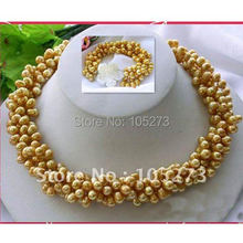 4Rows AA 6-7MM Yellow Rice Freshwater Cultured Pearl Necklace Bracelet Shell Flower Clasp Fashion Jewelry Free Shipping FN2159 2024 - buy cheap