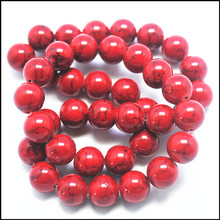 38pcs red turquoisee  stone beads accessories round ball shape top fashion stone findings size 10mm top new beads choice 2024 - buy cheap