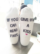 Calcetines con letras para regalo de San Valentín, regalo pequeño de amor, aniversario, dame un beso, regalo de cumpleaños para regalo de novia 2024 - compra barato