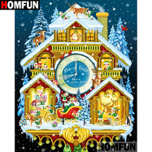 Homfun pintura completa de diamante quadrado/redonda 5d diy, pintura de diamante "casa de natal", bordado de diamante 3d, ponto cruz, decoração de casa a19499 2024 - compre barato