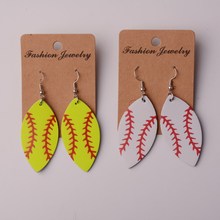Rainbery 2021 novo na moda brincos de beisebol de couro para as mulheres moda pulseira de couro brincos de jóias de softball 2024 - compre barato