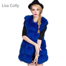 Lisa Colly Fashion Fur Vest coat Luxury Women Faux Fox Coat Vests Winter New furs Women's Coats Jacket Outwear 2024 - buy cheap