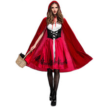 S-6XL Adult Women Fairy Tale Little Red Riding Hood Costume Deluxe Embroidery Red Sexy Dress cosplay Party Halloween Uniform 2024 - buy cheap